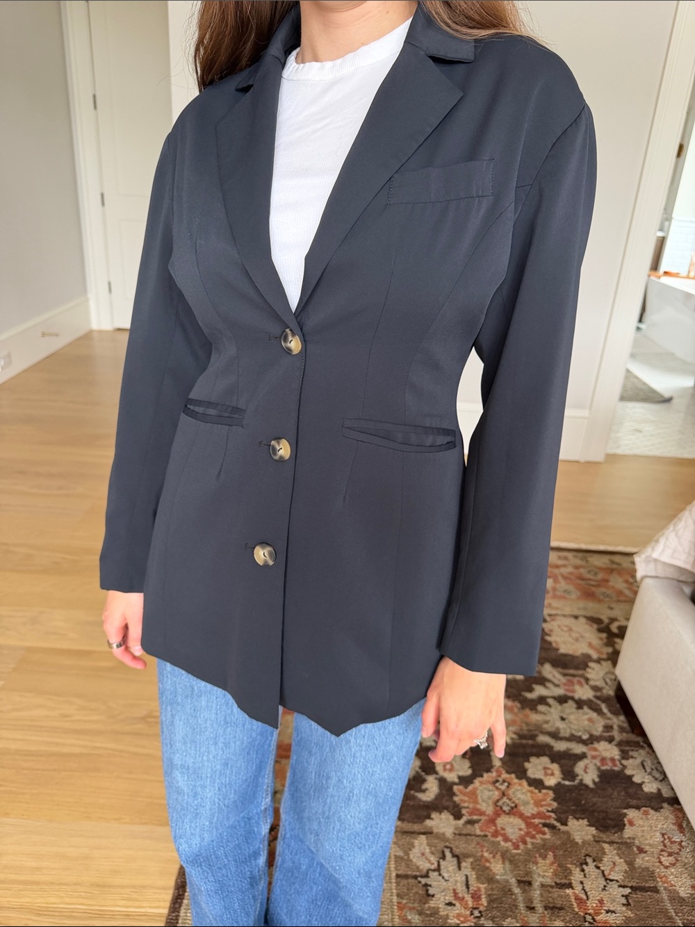Anthropologie Black Tailored Single-Breasted Blazer